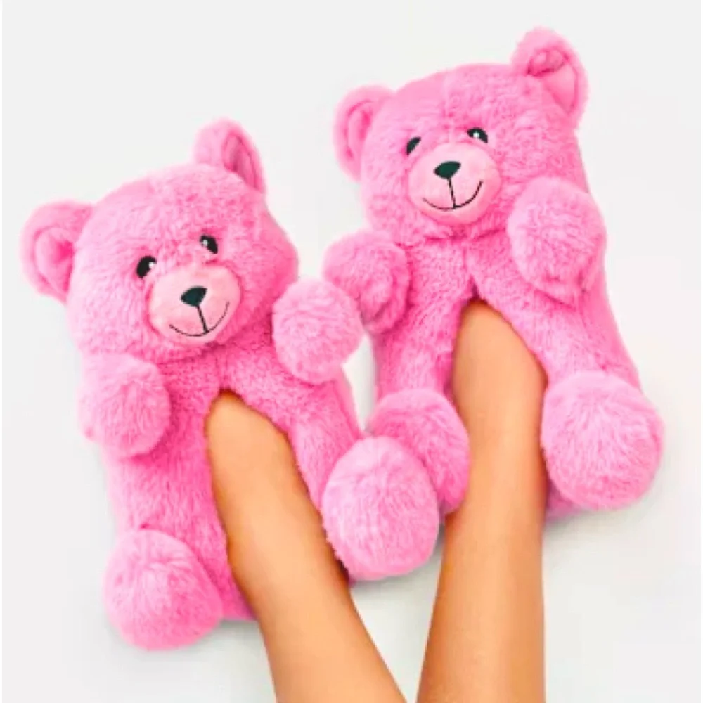NWT! Children's Place | Girls Pink Plush Bear Slippers 🧸